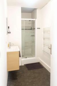 un baño con ducha y lavabo en Le Mans'ardé, en Le Mans