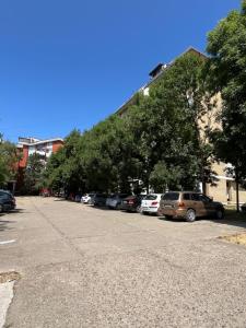 a row of cars parked in a parking lot at Apartman Selaković in Bela Crkva