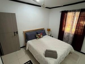a bedroom with a bed and a window at Silagi Holiday Home in Nadi