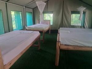 a room with two beds in a tent at JozaniBiospherevillage in Jozani