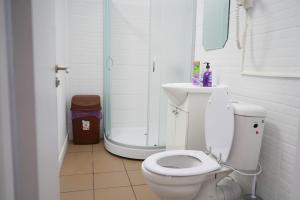 a bathroom with a shower and a toilet and a sink at Hotel Green Garden in Bucharest +40 photos