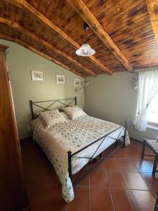 a bedroom with a bed and a wooden ceiling at Dimora La Casetta in Fradegola