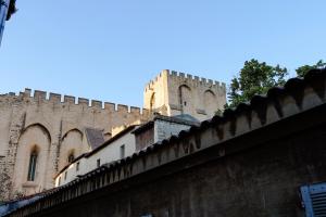 a view of a castle from the roof of a building at La Casa Miguel in Avignon