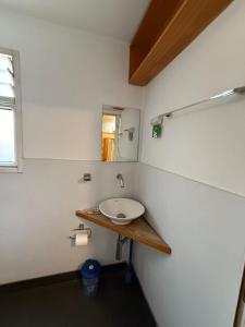 a bathroom with a sink and a mirror at Hidden Courtyard Walkhu in Pātan