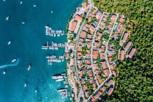 an aerial view of a island in the water at La Casa Marina Suites & Rooms in Fethiye
