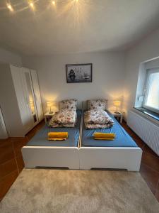 Ένα ή περισσότερα κρεβάτια σε δωμάτιο στο Modernes Apartment mit Parkplatz