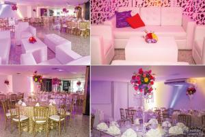 einen Hochzeitsempfang in einem Zimmer mit weißen Tischen und Stühlen in der Unterkunft Hotel Cartagena Plaza in Cartagena de Indias + 77 Fotos