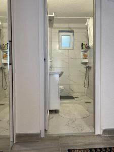 a bathroom with a shower and a sink at Home Nikolić in Novi Pazar