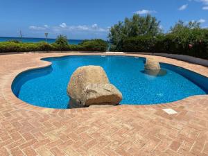 a small swimming pool with a rock around it at Villa Benedetta in Parghelia
