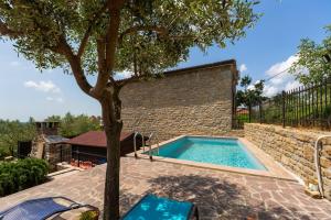 a swimming pool in a yard with a tree at Vila Deja in Marušići