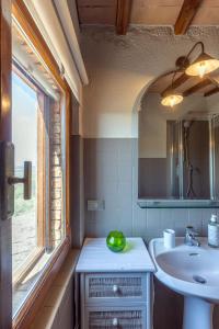 a bathroom with a sink and a mirror at Agriturismo Poggio Bonelli in Castelnuovo Berardenga