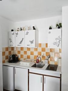 A kitchen or kitchenette at Le Cardinale in Barcarès Beach 4 people