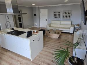 a kitchen and living room with a sink and a couch at C&C Suites in Los Llanos de Aridane