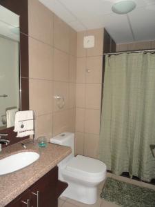 a bathroom with a toilet and a sink and a shower at Elegant apartment for rent, day, week, month in Santa Cruz de la Sierra