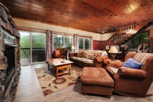 Χώρος καθιστικού στο STUNNING cabin with a MOUNTAIN VIEW, hot tub, and dog friendly!