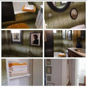 un collage de fotos de un baño con lavabo en Dpto Nenucha, en Bahía Blanca 7 fotos más