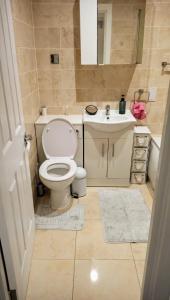 a bathroom with a toilet and a sink at GORGEOUS FlatD Central London Liverpool St Station in London