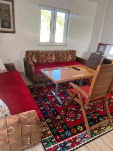 弗拉西克Apartmani BIR-Bee Vlašić的客厅里有一张桌子和一张沙发
