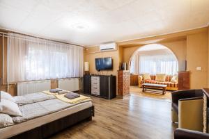 Una televisión o centro de entretenimiento en Visegrád Vendégház-Apartman