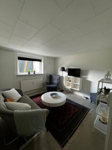 Χώρος καθιστικού στο Cozy basement apartment