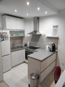 a kitchen with a sink and a refrigerator at Apartman Doma in Livno
