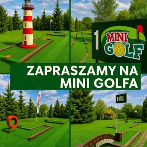 a collage of pictures of a lighthouse and a sign at Villa Honoratka z prywatnym polem do gry w Mini Golf in Rewal