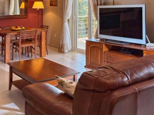 a living room with a couch and a television at Blue Seagull in Utjeha