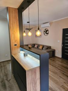 a kitchen with a counter top in a room at Apartman Palma in Kumbor
