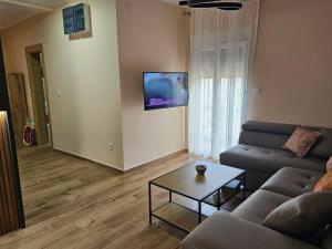 a living room with a couch and a table at Apartman Palma in Kumbor