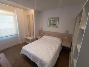 una camera da letto con un letto bianco e una finestra di Apartamentos BONDELA a Madrid