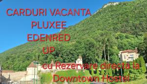 een afbeelding van een berg met de woorden carolina vazquez village aangekondigd bij Lovely Central Apartment in Braşov