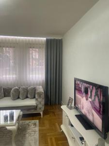 TV a/nebo společenská místnost v ubytování House with a very quiet location Shtëpi me një vendndodhje shumë të qetë