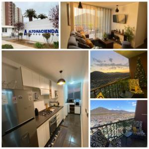 a collage of pictures of a kitchen and a living room at A beautiful apartment with 3 bedrooms and 2 bathrooms for 6 people in Coquimbo
