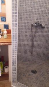 una doccia con soffione in un bagno di Casa del lince a Inazares Altre 14 foto