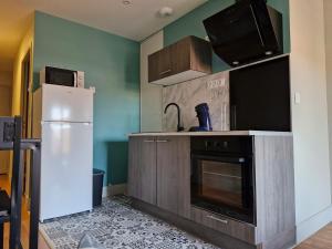 a kitchen with a stove and a refrigerator at Hyper center apartment in Montauban