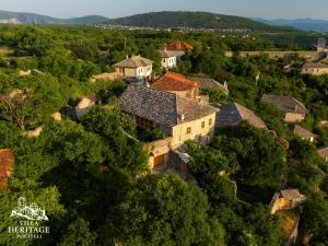 Vue aérienne d'une maison dans une forêt dans l'établissement Pocitelj Heritage Stone Villa, à Počitelj