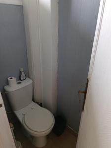 a bathroom with a white toilet in a room at maison individuelle in Franconville +14 photos