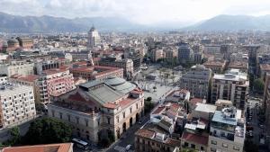 an aerial view of a city with buildings at Flower rooms Palermo in Palermo