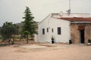 a white building with a tree in front of it at Casa la Serrana in Yecla