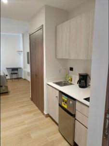 a kitchen with a sink and a counter top at Central Park Down Town F2 in Punta Cana