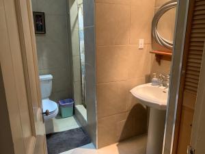 un baño con inodoro y lavabo en B&B Saint Louis, en Quebec 46 fotos más