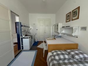 mały pokój z kuchnią i stołem w obiekcie Guest House Ilicki Plac w Zagrzebiu