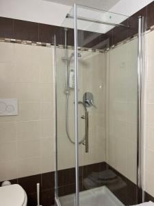 a shower in a bathroom with a toilet at Rododendro Ski-in Ski-out CIR 0491 in Breuil-Cervinia