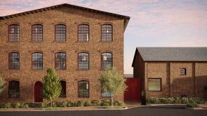 an architectural rendering of a brick building at Pocketbook Hotel and Baths in Hudson