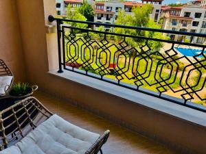 a balcony with a view of a city at Apartment Beach Kavatsi in Sozopol
