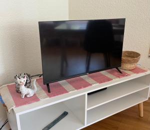 a flat screen tv sitting on top of a dresser at Frya Fribourg Studio in Fribourg