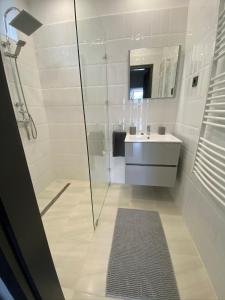 A bathroom at Korona Apartman Balatonboglár