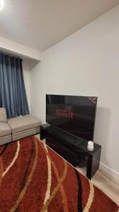 a living room with a television and a couch at Newly Built Private Basement Suite in Prescott in Spruce Grove