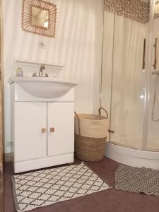 a bathroom with a sink and a shower at La Terrasse des Moulins Maison de Charme in Saint-Félix-Lauragais +21 photos