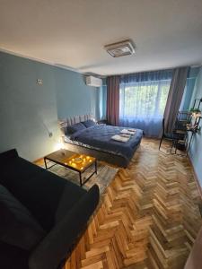 a living room with a bed and a couch at Apartment Home in Troyan +4 photos